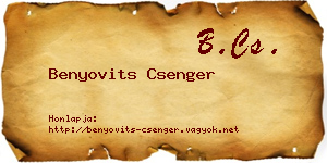 Benyovits Csenger névjegykártya